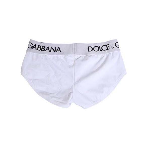 Dolce & Gabbana White Nylon Logo Waistband Shorts Women's Underwear